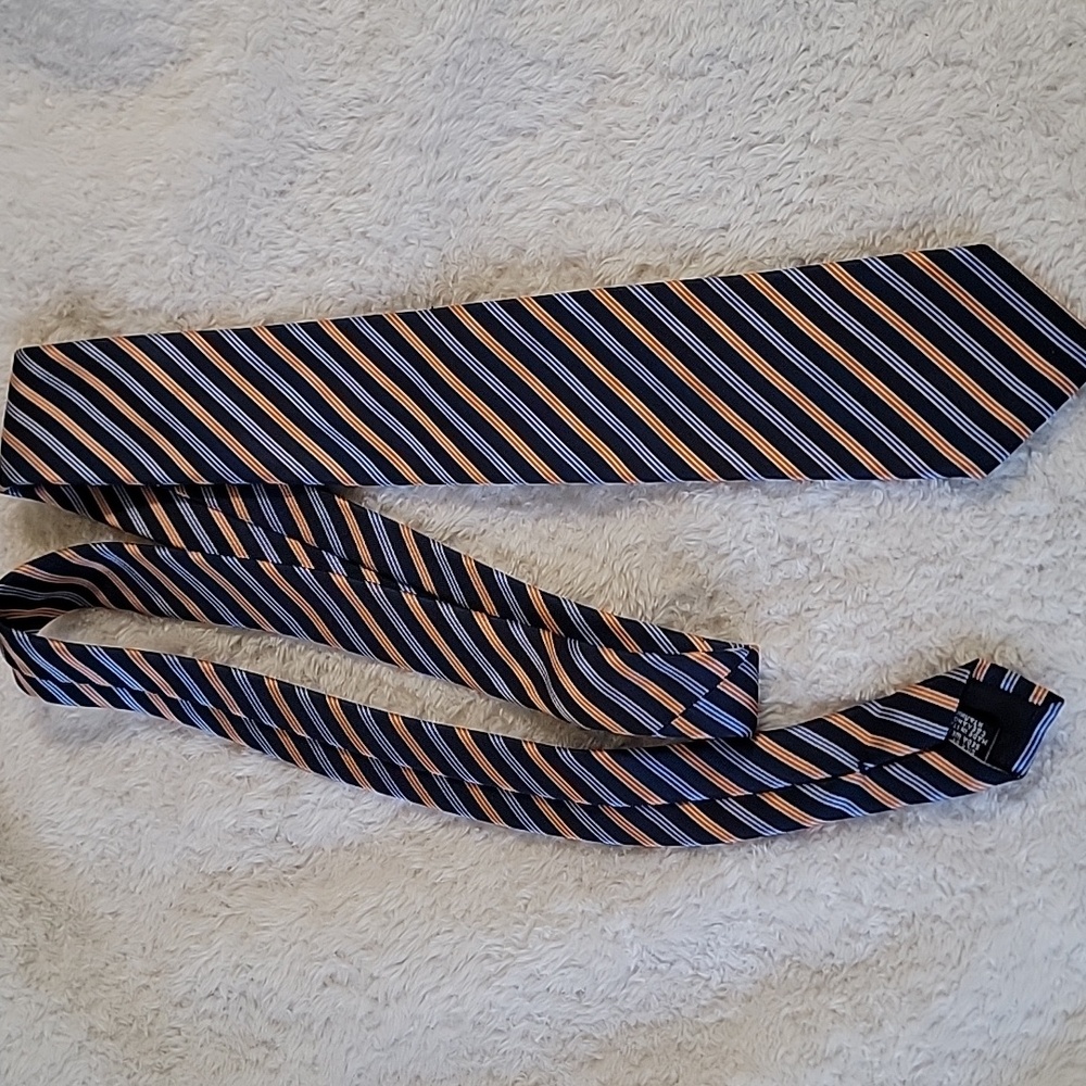 Boss by Hugo Boss navy repp regimental striped tie silk made in Italy